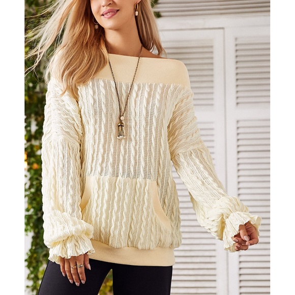 Suzanne Betro Ivory Marilyn Cable Knit Sweater - Picture 1 of 6